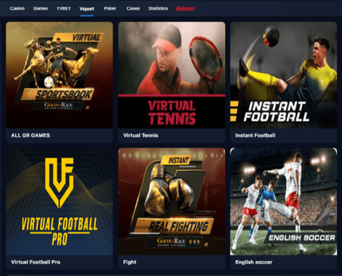 1win page with popular Vsport games