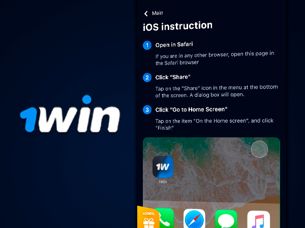 Installation of 1win application on iPhone