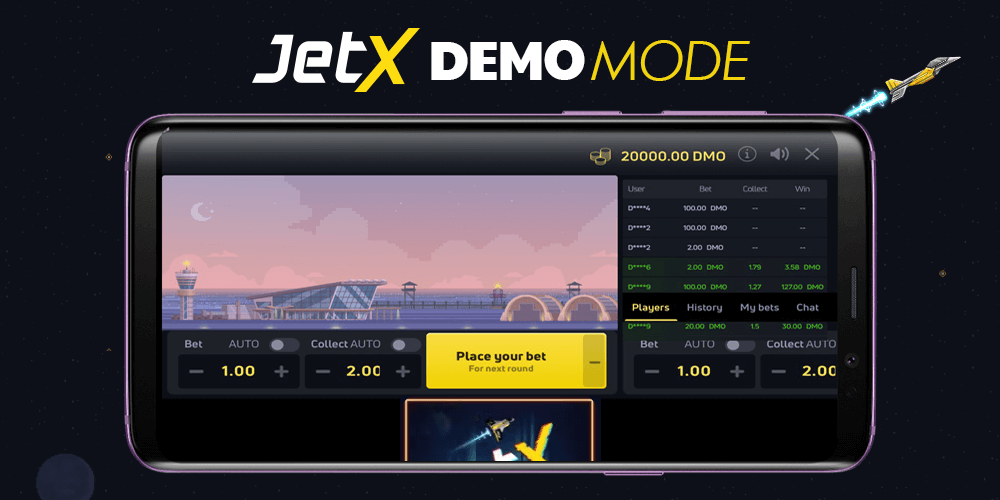 Play the demo version of JetX at 1win